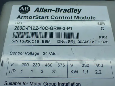Used ALLENBRADLEY 280DFN10R Motor Controllers Ohio US | HGR 24 #835224