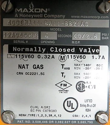 Maxon 4" Shut Off Valve , New Storeroom Spare