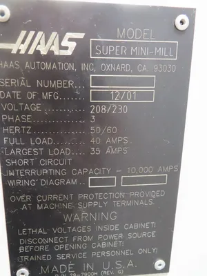 2001 HAAS SUPER MINI MILL CNC Milling | MD Equipment Services LLC (28)