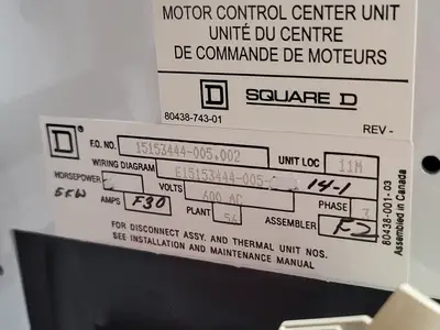 USED SQUARE D MODEL 6
