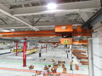 Cleveland Tramrail P&H 1/2 Ton Single Girder Underhung Bridge Crane 45' 10" Span