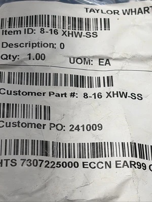 New | in-Stock HANNIFIN 8-16 XHW-SS Parts (Hydraulics and Pneumatics) Indiana US | J&J Industrial Supply #1388191