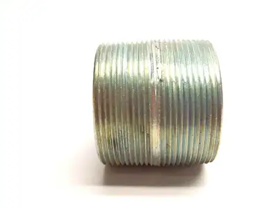 2 Inch ID Steel Zinc Plated Threaded Conduit Nipple 2.3 Inch OD 2 Inch Height - Used