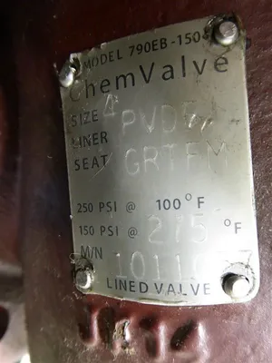 ChemValve 790EB-150 Size 4 Lined Plug Valve Surplus