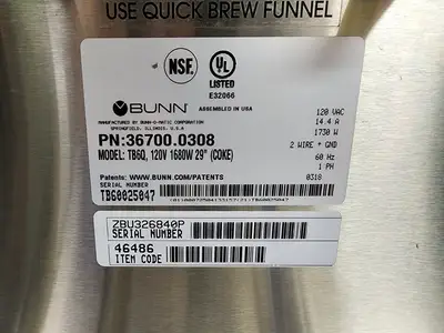 Used Bunn Used Bunn TB3, 25.75" Trunk - 3Gal (11.4L) Iced Tea Brewer Machine 120V Beverage Equipment (miscellaneous) Illinois US | Falcon Restaurant Supply #1376749
