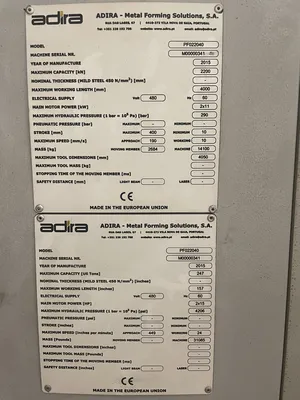 2015 ADIRA PF22040 Press Brakes | Used Fab Machines (20)