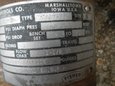 Fisher 1 1/2" 300 Class 316 Stainless Steel Control Valve