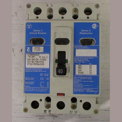 Westinghouse 3 Pole 40 Amp FDB Breaker