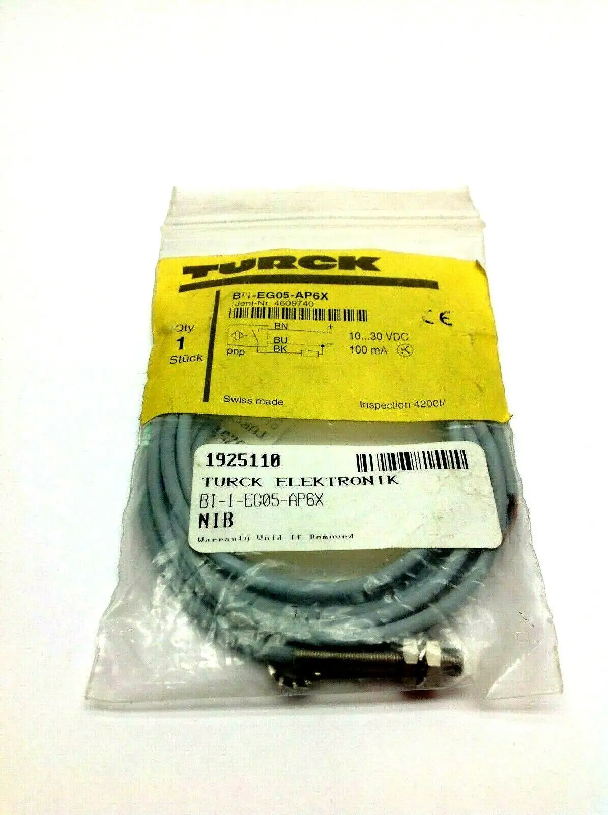 NEW TURCK ELEKTRONIK INDUCTIVE SENSOR 10-30VDC 100MA