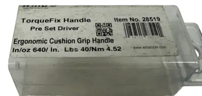 NEW WIHA 28519 TORQUEFIX HANDLE PRE-SET DRIVER 40-In/lbs
