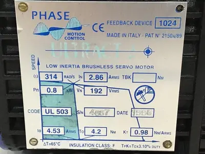 Used PHASE MOTION CONTROL UL 503 Motors (misc) Michigan US | Ideal Machinery #1304215