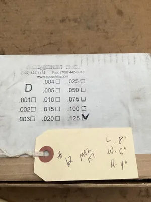 Accushim .125/3.18mm Stainless Steel Shim -NIB