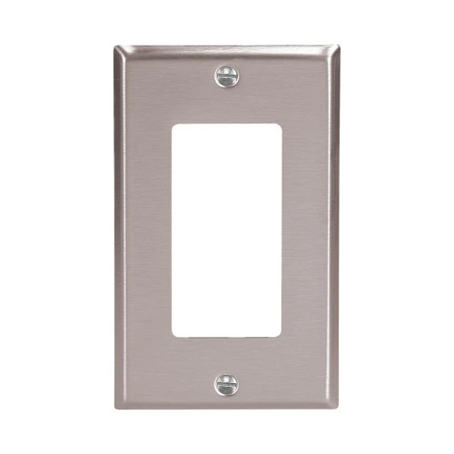 Eaton 93401-BOX1 Decorator / GFCI wallplate, Stainless Steel, Decorator [New]