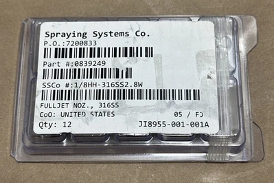 NEW SPRAYING SYSTEMS 1/8HH-316SS 2.8W