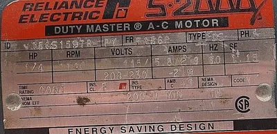 NEW RELIANCE ELECTRIC C56S1597R-PY MOTOR 1/4 HP, 1140RPM C56S1597RPY