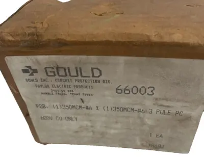 NEW GOULD SHAWMUT 66003 POWER BLOCK 350MCM-#6 3 POLE PC 600V
