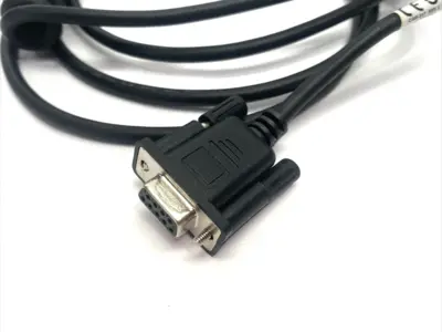 USED DATALOGIC COILED SCANNER SERIAL CABLE RS 9P SOCKET CORD, 3.6M, SH5327