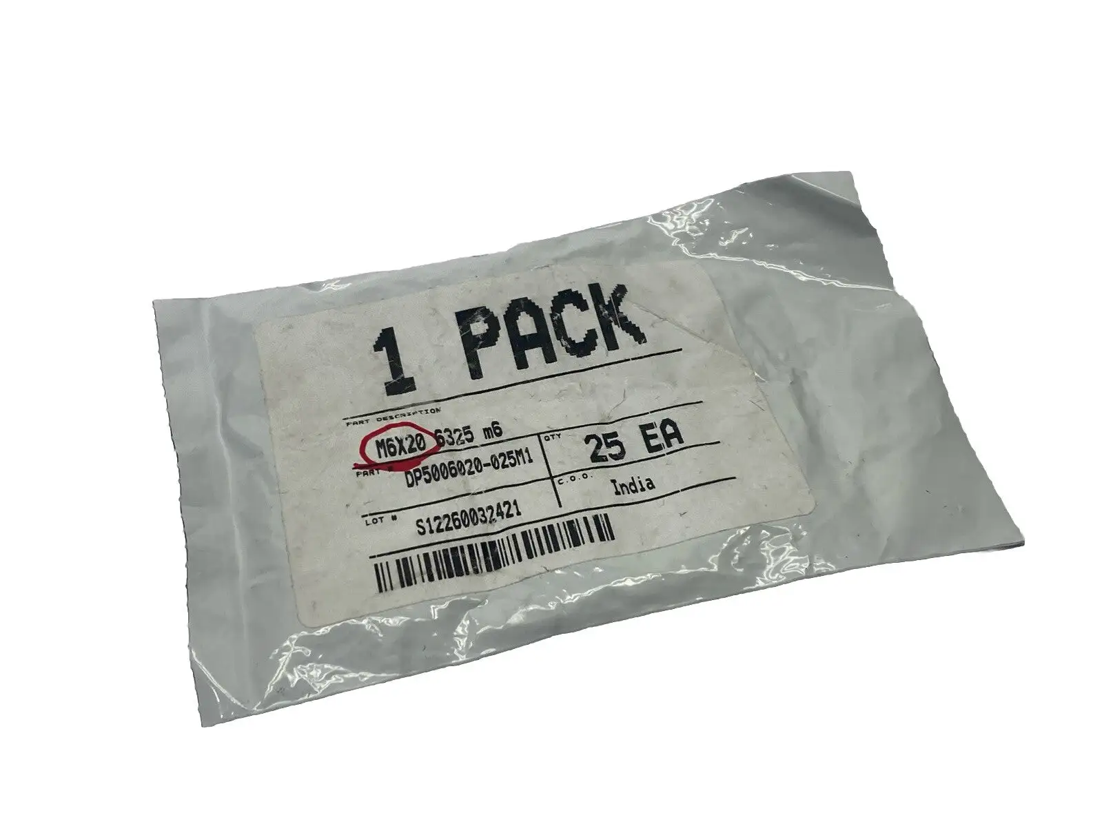 DP5006020-025M1 | Screws M6x20 6325 m6 PKG OF 25 - New