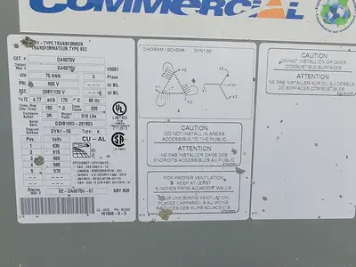 75 kVA Temporary Power Distribution Cart 600V Pri. 208Y/120V Sec.