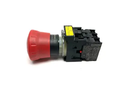 USED SIEMENS EMERGENCY STOP PUSHBUTTON, 3-CONTACTS 1X NO, 2X NC