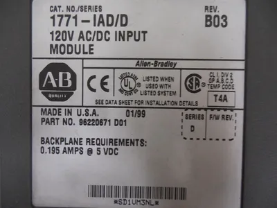 Allen Bradley 1771-IAD/D PLC-5 120V AC/DC Input Module Rev. B03 Used