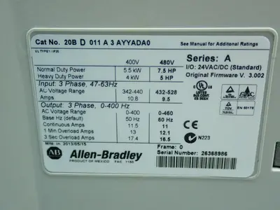 USED ALLEN BRADLEY 20BD011A3AYYADA0