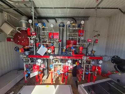 Containerized Foam Fire Suppression System w/ Deluge Valve, Potter Controls & Piping Manifold