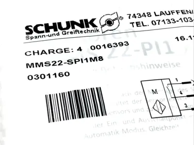 New | in-Stock Schunk MMS 22-PI1-S-M8-PNP, 0301160, 301160 Proximity Sensors Michigan US | Maverick Industrial Sales #1441697