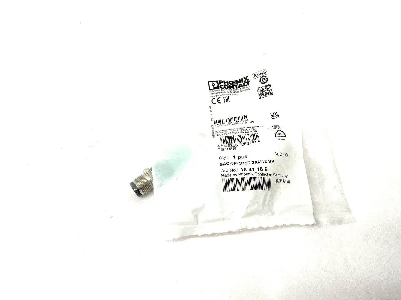 New | in-Stock Phoenix Contact T-Distributor 5-Position A-Coded 1541186 Connector Accessories Michigan US | Maverick Industrial Sales #1402142