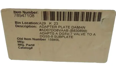 NEW SEALED DAMAN PRODUCTS AD07D08VAAB ADAPTER PLATE
