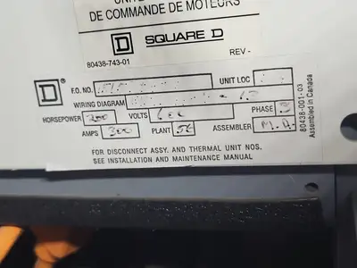 USED SQUARE D MODEL 6