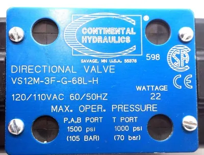 NEW CONTINENTAL HYDRAULICS VS12M-3F-G-68L-H HYDRAULIC VALVE VS12M3FG68LH