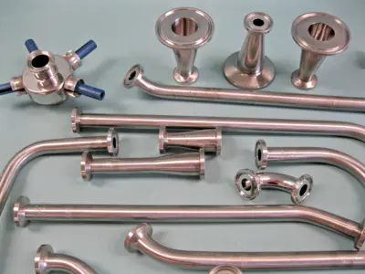 Large Lot Assorted Stainless Steel Sanitary 1/2" to 1-1/2" Tri-Clamp Fittings D7