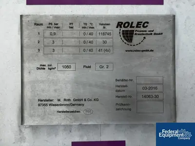 M Roth GmbH & Co 31,372 Gal M Roth GmbH Storage Tank, 304 S/S