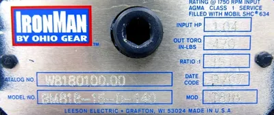 NEW OHIO GEAR W8180100.00 GEAR REDUCER RATIO 15:1 BM818-15-D-140 W818010000