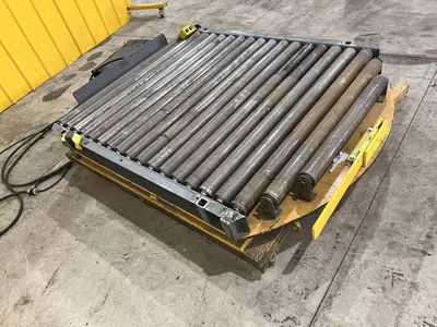4,000 LBS X 60" X 48" ECONO LIFT HYDRAULIC SCISSOR LIFT TABLE WITH ROTARY ROLLER CONVEYOR TOP, 115 VOLT: STOCK #20958