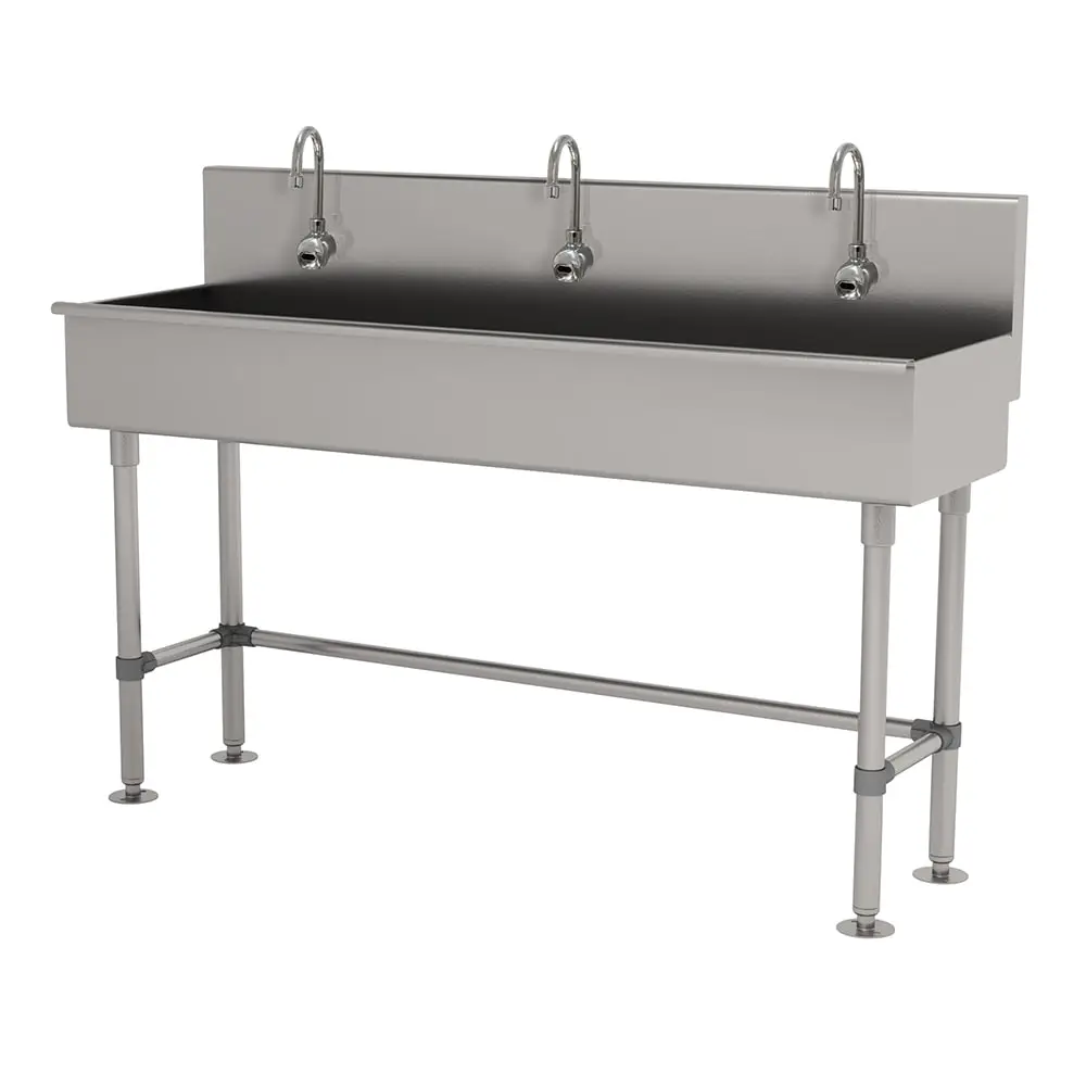 Advance Tabco 19-FM-60EF 60" Freestanding Multiwash Touchless Hand Sink w/ (3) Faucets, Electronc Sensor