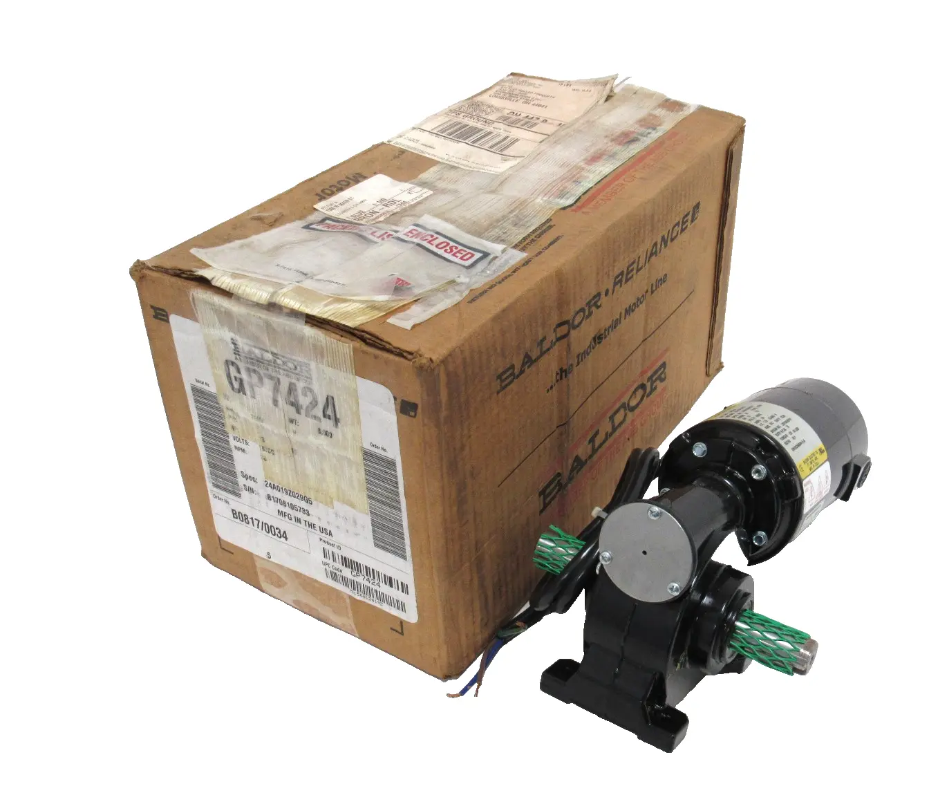 NEW BALDOR GP7424 GEAR MOTOR 58:1 180VDC