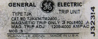 NEW GE TJK436TM2400 TRIP UNIT 400A 3 POLE MODEL 3