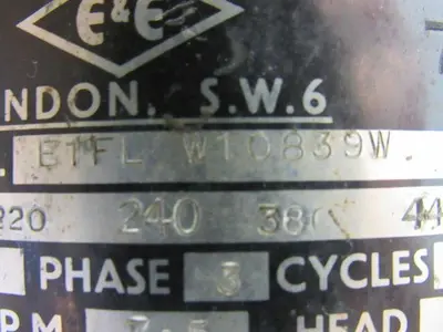 Engines And Electrics Ltd. E1FL W10839W Electric Pump 7.5 GPM 3PH