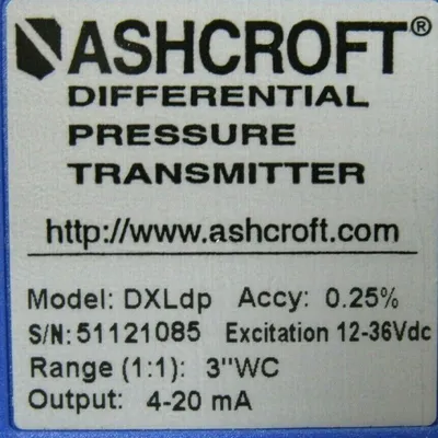 NEW ASHCROFT DX3F0142ST3IW-XDLPV PRESSURE TRANSMITTER DXLDP