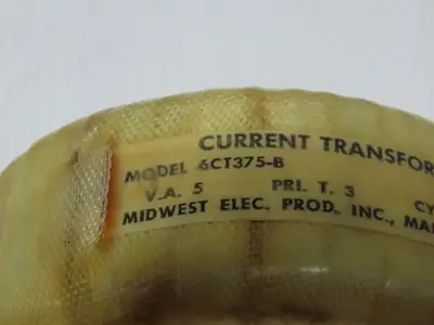Midwest Electric 6CT375-B 5VA Current Transformer PRI. T. 3 Cycles 25-400