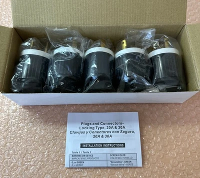 (BOX OF 5) NEW- NEMA L6-30P / 30A / 250V / 3Pole Electrical Plug || FAST SHIPPED