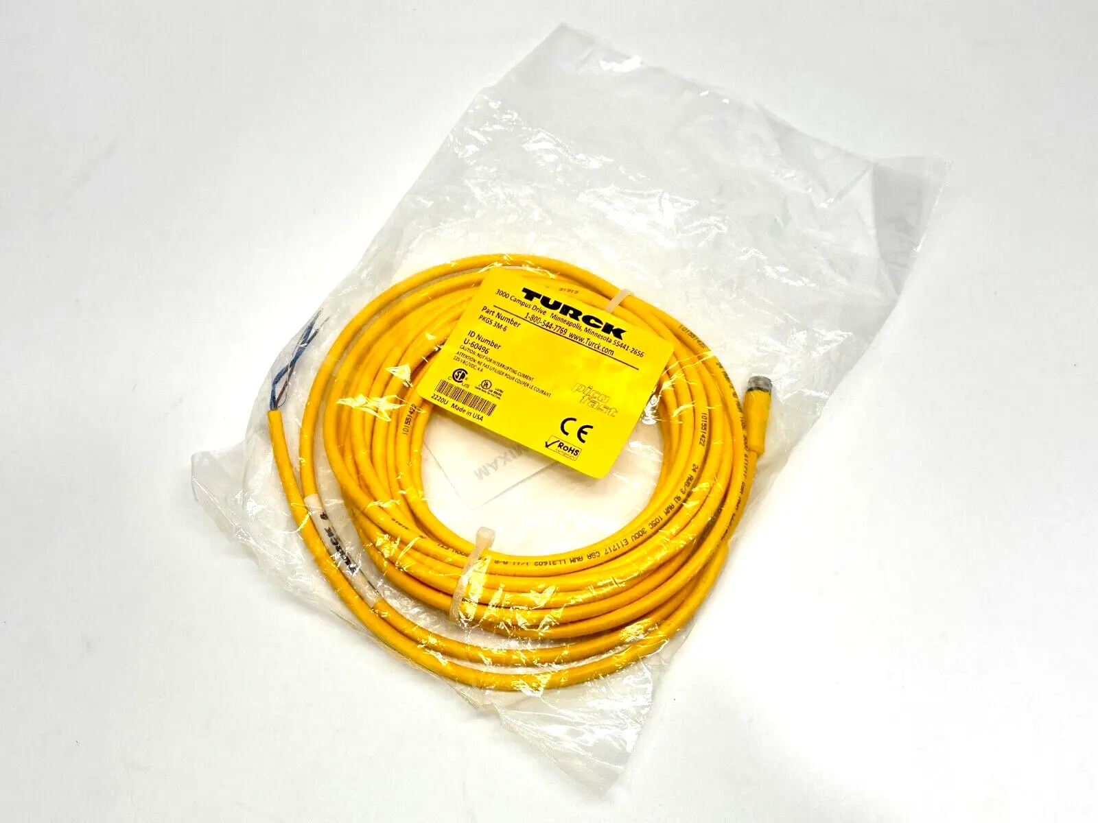 PKGS 3M-6, U60496 | Turck PKGS 3M-6 Pico Fast Cordset F M8 3-Pin - Flying Leads 6m U60496 - New