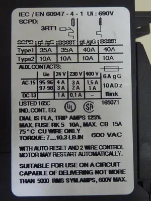 USED SIEMENS 3RU1116-1CB0