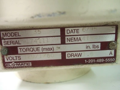 EL-O-MATIC EL 35 Rotary Electric Actuator Valve 9174111