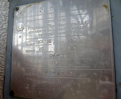 USED 2009 PPV PRECISION PIPE & VESSEL 185 GALLONS