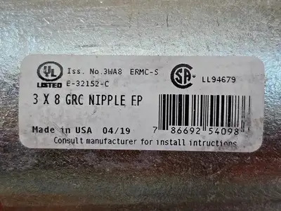3" x 8" Galvanized Conduit Nipple (Box of 5)