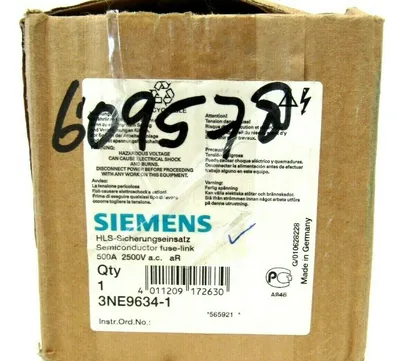 NEW SIEMENS 3NE9634-1 SEMICONDUCTOR FUSE-LINK 3NE96341