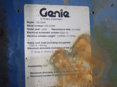 USED 2000 GENIE GS2646